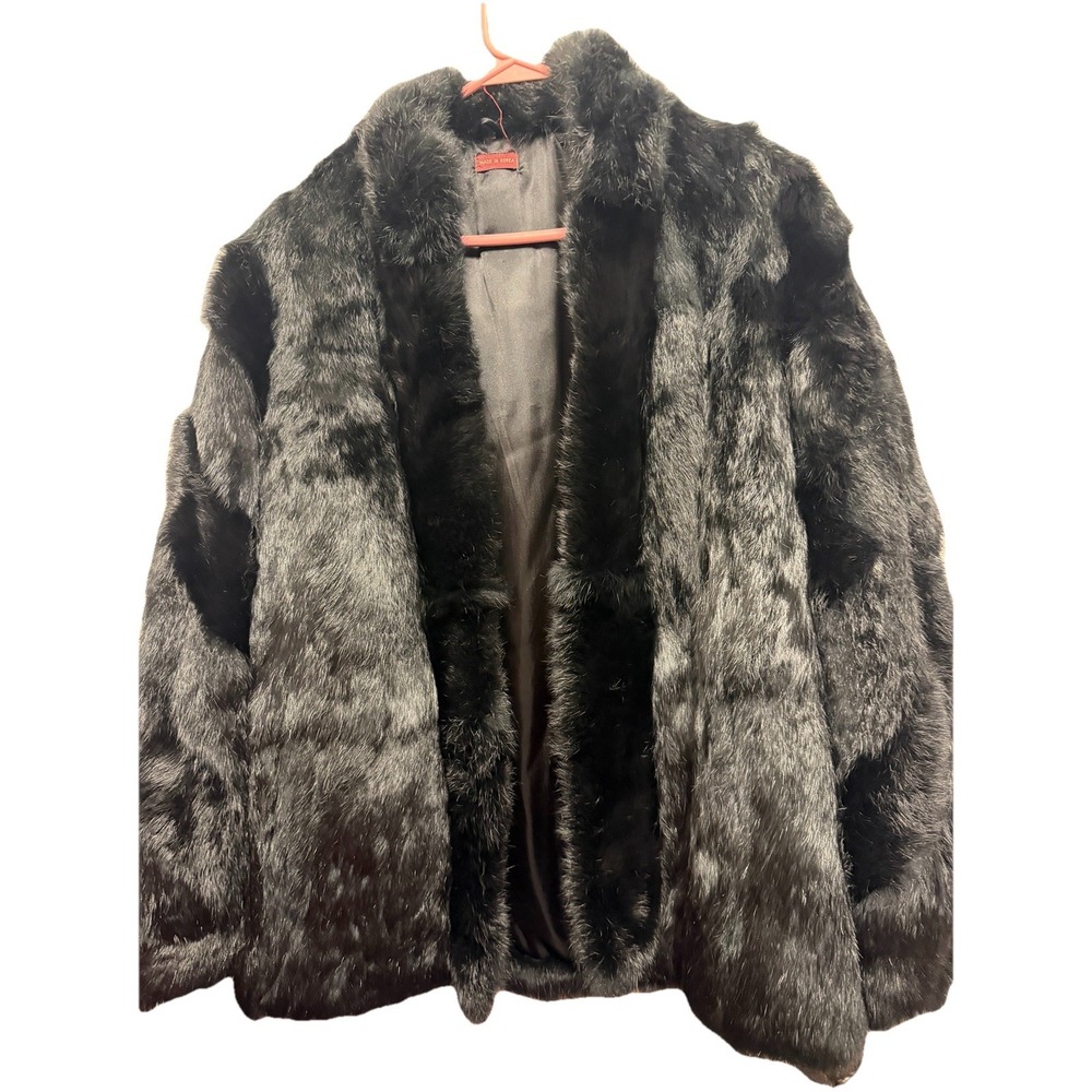 Europa‎ furs Vingtage RARE Black 100 % rabbit Fur Coat NWT